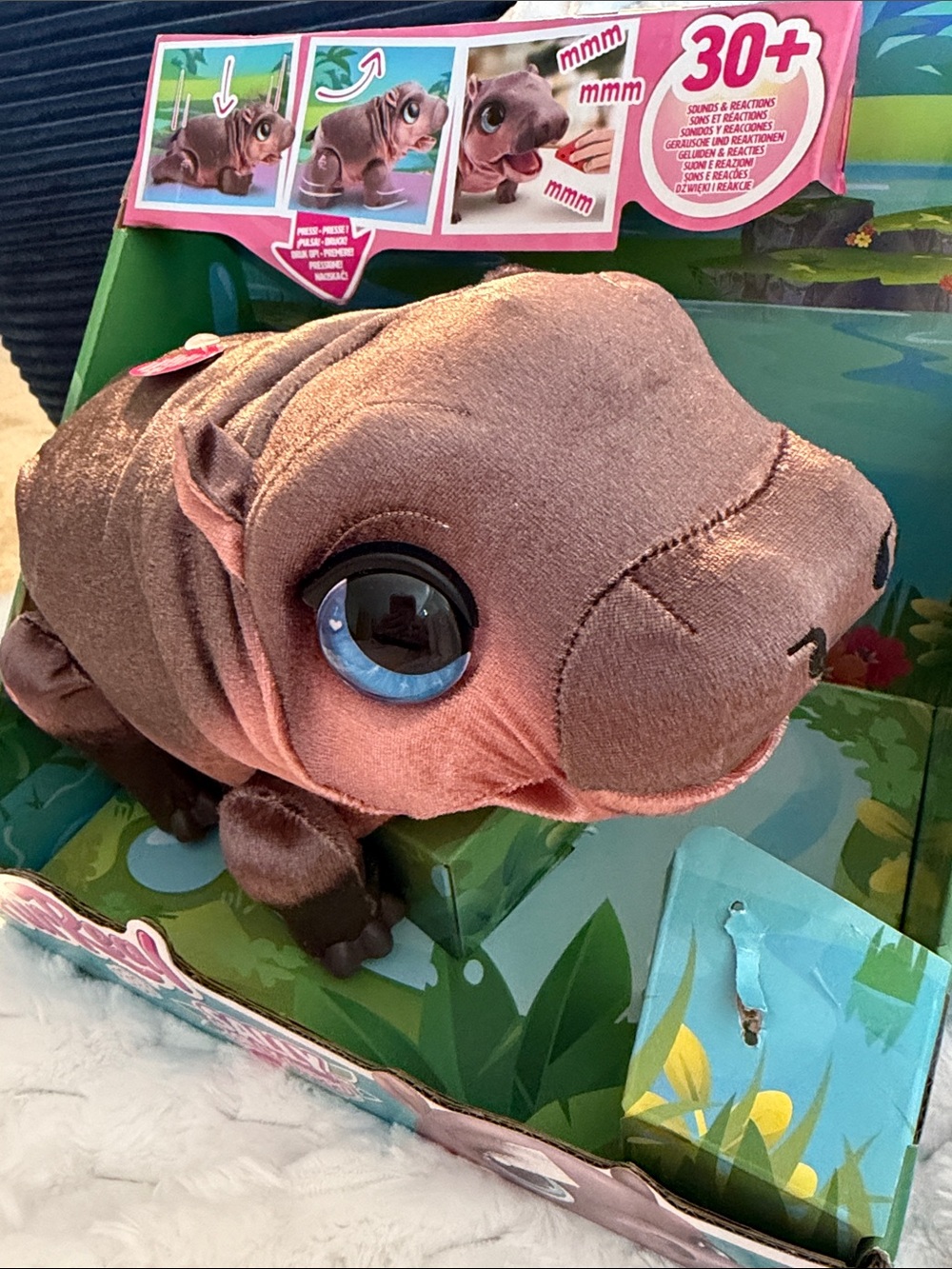 furReal Sally the Silly HippoInteractive Plush Hippo Toy in Brown with Blue Eyes